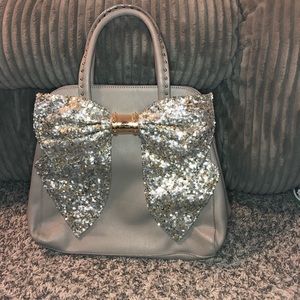 Taupe Betsey Johnson Satchel with Oversized Bow